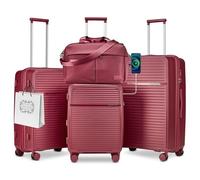 Joyway Juego de 4 Maletas, Equipaje Set de Cabina Viaje, Ultraligero PP Rígidas Giratorias de 360°, Trolley Maleta Expandibles con Cerradura TSA Incluidas 1 Bolsa Impermeable