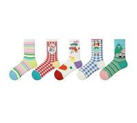 Joyxien 5 pares de calcetines de encaje a rayas de algodón peinado transpirables que absorben el sudor para mujer, Melodía de vida, Altoa única