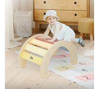 Joyz Arco de Escalada para Niños Multicoloro Balancín de Madera 74x41x38,5cm Juego de Trepa para Bebés a Partir de 1 año Tabla de Equilibrio Columpio de Interior Según Pikler y Juguetes Montessori