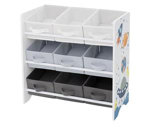 Joyz Estantería Infantil 62,5x29,5x60 cm Blanco Mueble con 3 Compartimentos y 9 Cajas de Tela no Tejida Extraíbles Baúl Organizador Juguetero Multifuncional para Habitación de Niños