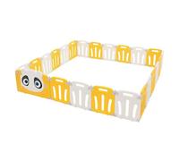 Joyz Parque Infantil 240×240cm Corralito para Bebés Plegable de Plástico Blanco/Amarillo con Diseño Panda Gimnasio de Actividades Interior/Exterior Barrera con Puerta y Reloj de Aprendizaje