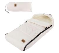 Joyz Saco Cubrepiés para Bebé Manta Color Crema Capazo de Poliéster 94x48x10cm Forro Cálido para Invierno Universal Reposacabezas y Cremallera para Cochecito/Silla de Paseo con Aberturas para Cinturón