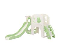 Joyz Tobogán Infantil 5 en 1 con Escaleras de Trepa, Canasta de Baloncesto Telescópica y Túnel, Torre de Juegos, Parque para Exterior/Interior, Verde Claro, para Niños a Partir de 3 Años