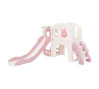 Joyz Tobogán Infantil 5 en 1 con Escaleras de Trepa, Canasta de Baloncesto Telescópica y Túnel, Torre de Juegos, Parque para Exterior/Interior, Rosa/Blanco, para Niños a Partir de 3 Años
