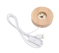 Joyzan Base de Luz Roble, Madera Lámpara LED para Interfaz USB Esférica Rectangular Elegante Exhibición Iluminación Soporte Decoración Interruptor Redondo Pantalla Luces Iluminada Exquisita Duradera