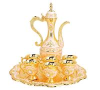 Joyzan Juego De Cafetera Turca Vintage, Tetera Marroquí De Metal Samovar Ruso Copa De Vino Petaca Con Taza Tetera Persa Café Bebida Servicio Olla DecoracióN Juegos Para Bodas Hogar Tallas Exquisitas
