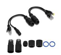 Joyzan Kit Divisor PoE, Inyector PoE Alimentacion A Traves de Ethernet Conector 5,5 X 2,1mm DC Adaptador Passive Power Over Fast Cable Pasivo para WLAN Enrutadores Conmutadores 12V, 2Pares(Negro)