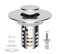 Joyzan Tapon Lavabo Pop Up, Valvula Click Clack Lavabo Acero Inoxidable Diámetros Internos 1,1-2,36 Pulgadas Tapón Fregadero Desagüe con 4 Arandelas Colador Cesta Filtrante Extraíble para Cocina Baño