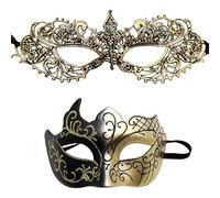 JOZMMZEOOA 2 Máscaras de Mascarada para Mujeres y Hombres, Máscaras para Parejas, Fiesta Veneciana, Máscara de Carnaval de Media Cara para Cosplay