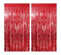 JOZMMZEOOA 2 Piezas Flecos Cortina Cumpleaños,1M x 2M Cortinas Fiesta Metálicas Decoracion Cortina de Flecos Metálicos Decoración Cumpleaños Brillo,para Fiesta Pabellón Bodas Eventos Navidad (Rojo)