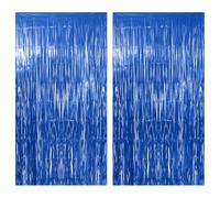 JOZMMZEOOA 2 Piezas Flecos Cortina Cumpleaños,1M x 2M Cortinas Fiesta Metálicas Decoracion Cortina de Flecos Metálicos Decoración Cumpleaños Brillo,para Fiesta Pabellón Bodas Eventos Navidad (Azul)