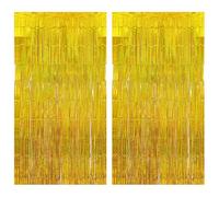 JOZMMZEOOA 2 Piezas Flecos Cortina Cumpleaños,1M x 2M Cortinas Fiesta Metálicas Decoracion Cortina de Flecos Metálicos Decoración Cumpleaños Brillo,para Fiesta Pabellón Bodas Eventos Navidad (Oro)