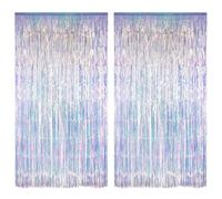 JOZMMZEOOA 2 Piezas Flecos Cortina Cumpleaños,1M x 2M Cortinas Fiesta Metálicas Decoracion Cortina de Flecos Metálicos Decoración Cumpleaños Brillo,para Fiesta Pabellón Bodas Eventos Navidad (Color)