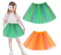 JOZMMZEOOA 2 Piezas Tutu Niña Falda Tul Niña Falda de Tul con Paneles de Color Arcoíris FaldaNiña Tutu Ballet Niña Tutu Elastico Tul Danza Rendimiento Carnava Vestido,para niñas de 2 a 8 años(C)