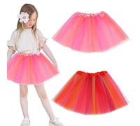 JOZMMZEOOA 2 Piezas Tutu Niña Falda Tul Niña Falda de Tul con Paneles de Color Arcoíris FaldaNiña Tutu Ballet Niña Tutu Elastico Tul Danza Rendimiento Carnava Vestido,para niñas de 2 a 8 años(B)