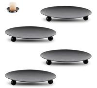 JOZMMZEOOA 4 Piezas Candelabros para Velas 9CM Negro Mate Portavelas Decoracion 9CM Metal Sujeta Velas Decorativas Bandejas Moderno Candelero Bodas,para Velas Pilar,Bodas,Oraciones,SPA,Hogar,Fiesta