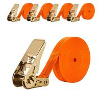 JOZMMZEOOA 4 Piezas Cinchas de Amarre 8Mx2.5CM Tensor de Carraca Eslingas de Amarre Capacidad de Carga 800kg Ajustable Longitud Correas Tensoras de Presión Cinchas de Amarre Correas con trinquete