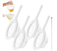 JOZMMZEOOA 4 Piezas Colador Cocina,Nylon Coladores Malla Fina Colador Plastico Malla con Mango y 1 Plata Palito Revolver Malla 80/100/200/400 Colador Alimentos Ultrafina,para Jugo Leche Soja y Vino