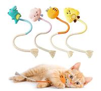 JOZMMZEOOA 4 Piezas Juguetes Gatos,4 Colores Juguete Interactivo Gato Cuerda Hierba Gatera para Gato Cuerda para Masticar para Gatos Juguete Cuerda,para Cuidar la Salud Bucal