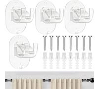 JOZMMZEOOA 4 Piezas Soporte Barra Cortina,Barra Cortina Sin Taladrar Ganchos ABS Cortinas Soporte No Perforación Autoadhesivo Soportes Ajustables,para Sala Estar Baño Dormitorio(Transparente)
