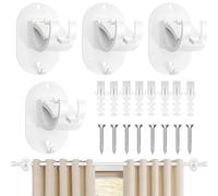 JOZMMZEOOA 4 Piezas Soporte Barra Cortina,Blanco Barra Cortina Sin Taladrar Ganchos ABS Cortinas Soporte No Perforación Autoadhesivo Soportes Ajustables,para Sala Estar Baño Dormitorio(Blanco)