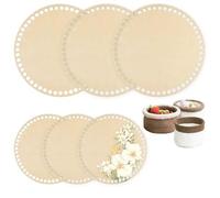 JOZMMZEOOA 6 Piezas Base Madera Redonda15/20 CM Cesta Madera Natural Cestas Crochet Base Bricolaje Ganchillo,para Bricolaje Bolsos Cestas Tejer Manualidades