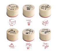 JOZMMZEOOA 6 Piezas Madera Sellos,Redondas Gracias Goma Juego Sellos Sellos Madera Hechos Mano Sellos Entintado Manualidades,para Álbumes Recortes Diseño Tarjetas Pequeñas Papel Regalo
