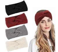 JOZMMZEOOA Diadema Mujer Invierno 4 Pzs Diadema Tejida Anchas Elásticas Anchas Cabello Circunferencia de la cabeza 40cm Utilizadas para Abrigarse en Invierno,para Atar el Cabello a Diario (Rot, 40cm)