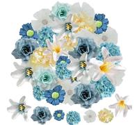 JOZMMZEOOA Flores Artificiales Decoracion 40 Piezas Flores Artificiales Artificiales Realistas Pequeñas,para DIY Vestido Fiesta Decoración Hogar (Serie Gris Azul)