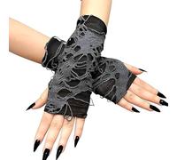 JOZMMZEOOA Guantes sin Dedos Mujer 1 Par Negros Complementos Bruja Steampunk 28 * 14 CM Mujer Guantes Rejilla Negros Disfraz,para Accesorios Disfraces de Fiesta Halloween Juego Roles