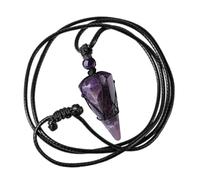 JOZMMZEOOA Hexágono Piedras Naturales Collar,Curativas Piedras Chakras Minerales Piedras Preciosas Energeticas Cordón de Cuero Negro Ajustable,para Adecuado Mujeres Y Hombres