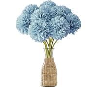 JOZMMZEOOA Hortensias Artificiales,12 Piezas Flores Artificiales Decoracion Seda Flores Plantas Artificiale Crisantemos de Seda Simulación Bola Decorativas,para Bodas Hogar Hotel Decoración(Azul)