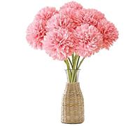 JOZMMZEOOA Hortensias Artificiales,12 Piezas Flores Artificiales Decoracion Seda Flores Plantas Artificiale Crisantemos de Seda Simulación Bola Decorativas,para Bodas Hogar Hotel Decoración(Rosa)