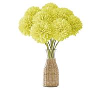 JOZMMZEOOA Hortensias Artificiales,12 Piezas Flores Artificiales Decoracion Seda Flores Plantas Artificiale Crisantemos de Seda Simulación Bola Decorativas,para Bodas Hogar Hotel Decoración(Amarillo)