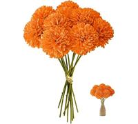 JOZMMZEOOA Hortensias Artificiales,12 Piezas Flores Artificiales Decoracion Seda Flores Plantas Artificiale Crisantemos de Seda Simulación Bola Decorativas,para Bodas Hogar Hotel Decoración(Naranja)