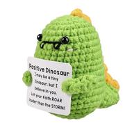 JOZMMZEOOA Mini Positive Doll,Dinosaurio Muñecos de Ganchillo Animal Pocket Hug Amistad Regalo Patata Positiva Creativo da Punto Muñeca Regalo de Recuperación,con Tarjeta,Ideas Regalo(Dinosaurio)