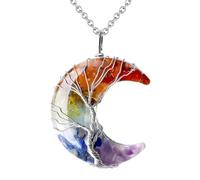 JOZMMZEOOA Piedras Naturales Colgante, Árbol de la Vida y Chakras, Collar Mujer, Piedras Protectoras, Afortunado, Cristal, para Mujeres, Regalo, Meditación