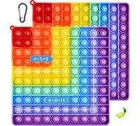 JOZMMZEOOA Pop It 20 x 20 cm 2 en 1 Popit Plopper Juguete Rainbow Pop It Tabla de multiplicación Sensory Toy Estrés Juguete Fidget Toys Autismo, Juguete educativo para niños Educación Digital