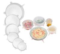 JOZMMZEOOA Redondas Tapas Silicona,7 Piezas 8.5 CM Tapas Silicona Ajustables Cocina Transparentes Preserving Lids Tapa Microondas Libre BPA Reutilizable Tapa,para Adaptarse Mayoría Los Recipientes