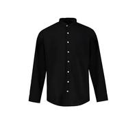JP 1880 Camisa de Mezcla de Lino, Manga Larga, Cuello alzado, Modern Fit Negro 5XL 790394130-5XL
