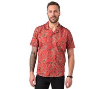JP 1880 Camisa, Media Manga, Cuello Cubano, Estampado Floral, Cuba Fit, hasta la 8 XL Rojo 3XL 845968535-3XL