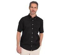 JP 1880 Camisa, Media Manga, Mezcla de Lino, Cuello Abotonado, Modern Fit Negro 6XL 782692130-6XL