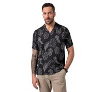 JP 1880 Camisa para Hombre, Cuba, Viscose, AOP, 1/2 Camisas de Manga Corta, Negro, 7XL