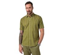 JP 1880 Camisa para Hombre, Kent, MF, Rayas, Mezcla de Lino, Camisas de Manga Corta 1/2, Verde, L