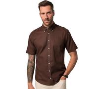 JP 1880 Camisa para Hombre Tallas Grandes Tallas Grandes Menswear L-8XL, Media Manga, Mezcla de Lino, Cuello Abotonado, Corte Moderno 782692, Pino, XL