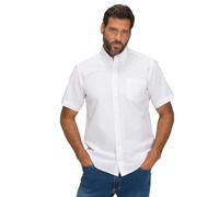 JP 1880 Camisa Seersucker, Media Manga, Cuello Abotonado, Ajuste Moderno, Rayas Blanco Nieve 3XL 802163200-3XL