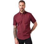 JP 1880 Camisa Seersucker, Media Manga, Cuello Abotonado, Ajuste Moderno, Rayas Burdeos Oscuro 4XL 802163356-4XL