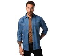 JP 1880 Camisa Vaquera, Manga Larga, Cuello Kent, Corte Moderno Vaquero Azul 7XL 822885902-7XL