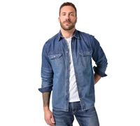 JP 1880 Camisa Vaquera, Manga Larga, Cuello Kent, Modern Fit Vaquero Azul 6XL 846716902-6XL