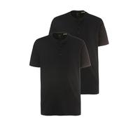 JP 1880 Hasta la Talla 8XL, Paquete de Dos Camisetas, Camiseta Henley, Tapeta de Botones, Cuello Redondo, Negro 8XL 708420130-8XL
